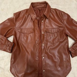 Faux Leather Shacket